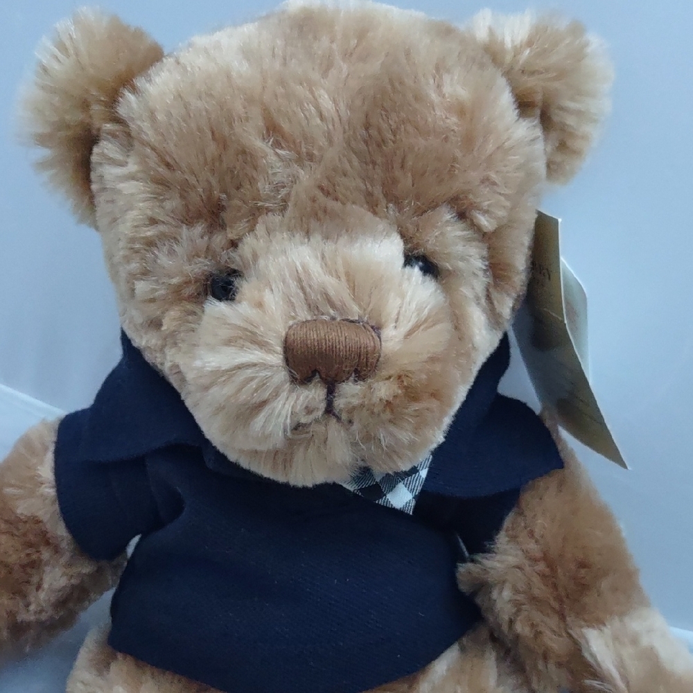 Burberry Tan Teddy Bear with Navy Shirt - Picture 2 of 6